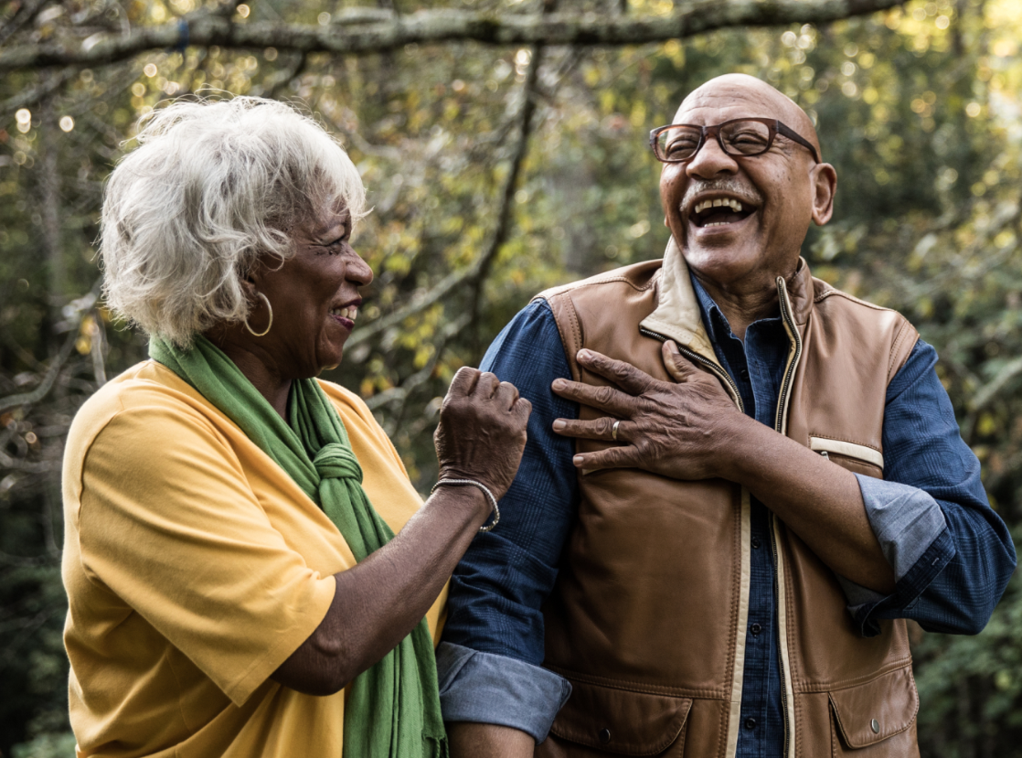Senior couple laughing together